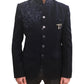 Navy Blue - PREMIUM Mens Self Brocade BandhGala / Prince / Chinese Collar Jacket with Hand Embroidery - Fantastic Fit - CS2507 03AY25 - Prachy Creations