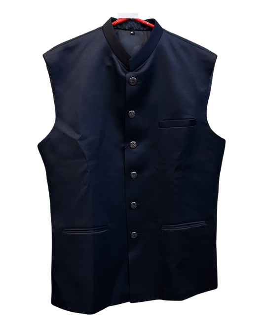 Navy Blue - PREMIUM Slim Fit Mens BandhGala / Prince / Chinese Collar Open Jacket with inside Waistcoat- Fantastic Fit - 01JT26 CS2601 - Prachy Creations