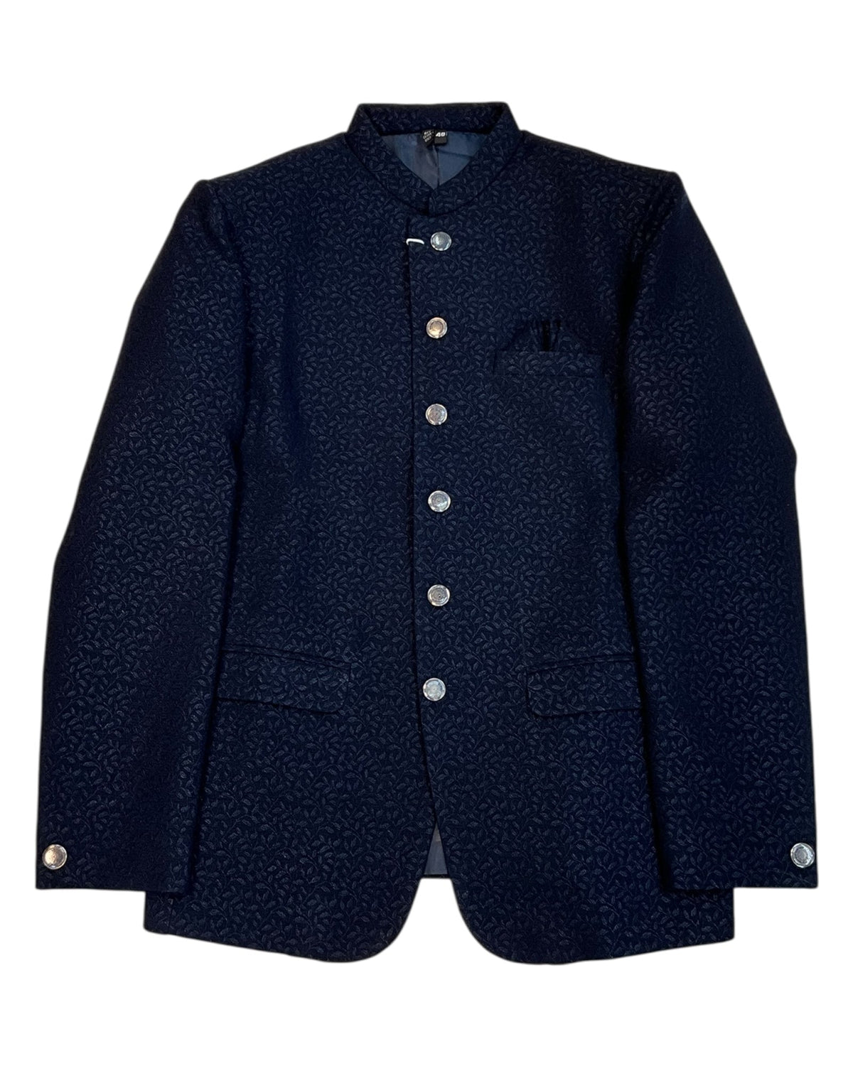 Navy Blue- PREMIUM Slim Fit Mens Self Brocade BandhGala / Prince / Chinese Collar Jacket - Fantastic Fit - VNS-JOD6097-30 10TP25 - Prachy Creations