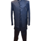 Navy Blue - PREMIUM Slim Fit Mens Self Brocade BandhGala / Prince / Chinese Collar Jacket with Long inside Waistcoat - Fantastic Fit - CS2505 03PY25 - Prachy Creations