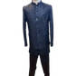 Navy Blue - PREMIUM Slim Fit Mens Self Brocade BandhGala / Prince / Chinese Collar Jacket with Long inside Waistcoat - Fantastic Fit - CS2505 03PY25 - Prachy Creations
