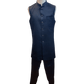 Navy Blue - PREMIUM Slim Fit Mens Self Brocade BandhGala / Prince / Chinese Collar Jacket with Long inside Waistcoat - Fantastic Fit - CS2505 03PY25 - Prachy Creations