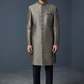 Navy Blue - Rich Banarasi Briocade Mens Sherwani Set with Smart Pants - Weddings / Walimas , Sangeet, Eid, Mehndi / Henna - SHU2601 TV 0526 - Prachy Creations