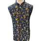 Navy Blue - Rich Brocade - Mens Traditional Waistcoat - UK Stock - VNS-JKT01 10KK25 - Prachy Creations