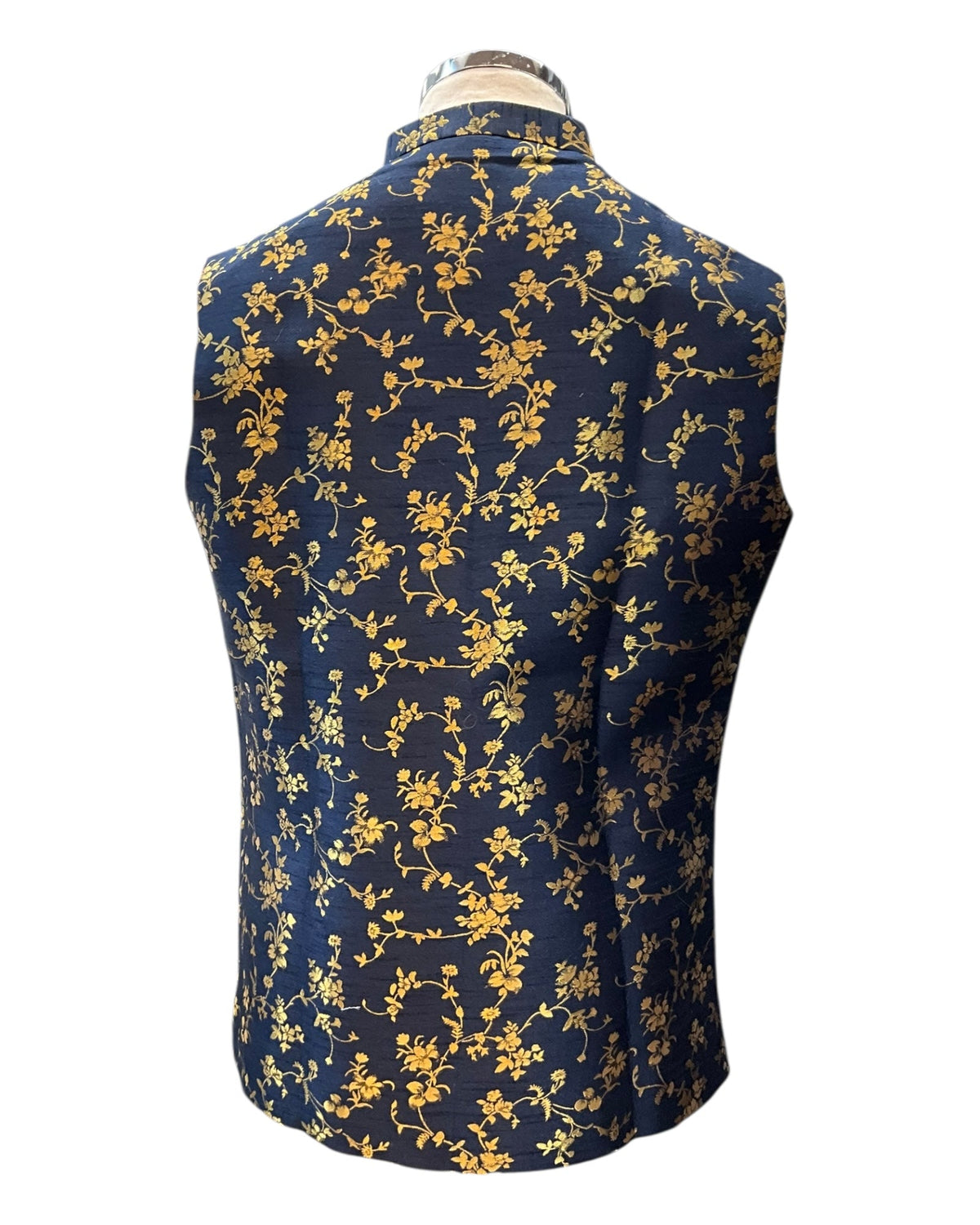 Navy Blue - Rich Brocade - Mens Traditional Waistcoat - UK Stock - VNS-JKT01 10KK25 - Prachy Creations