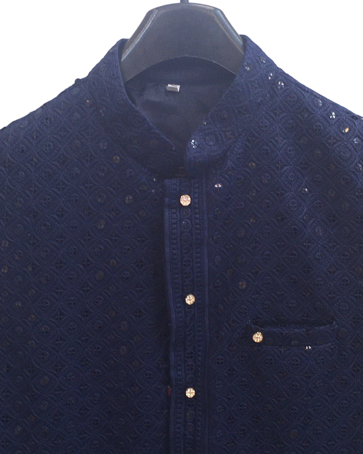 Navy Blue - Rich Lucknowi Sequins Mens Waistcoat - Bollywood - KCS4009 VY 0324 - Prachy Creations