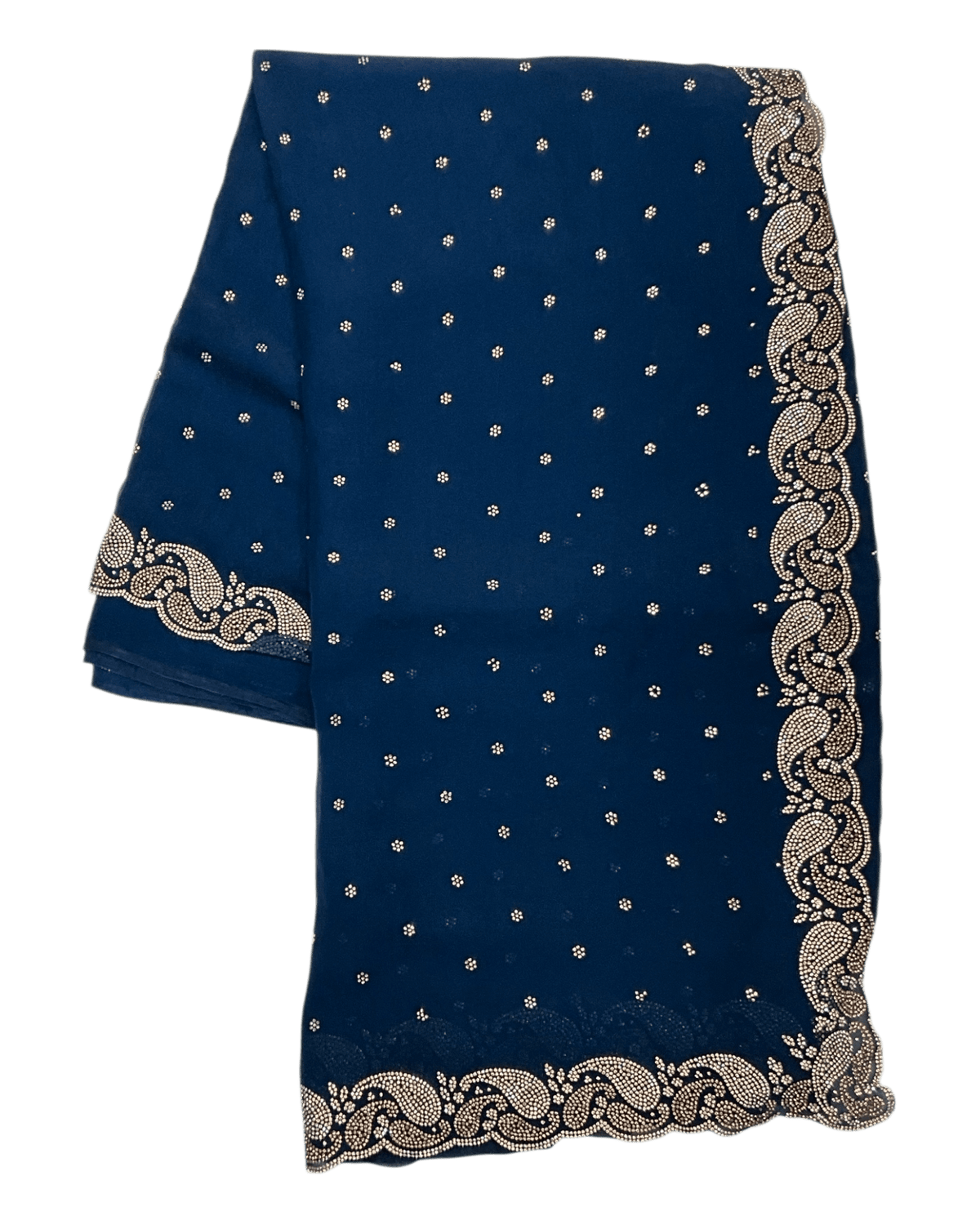 Navy Blue - Rich Saree with Stone Work Border and Blouse Piece - UK stock - 24hr Dispatch - RS2532 TC - Prachy Creations