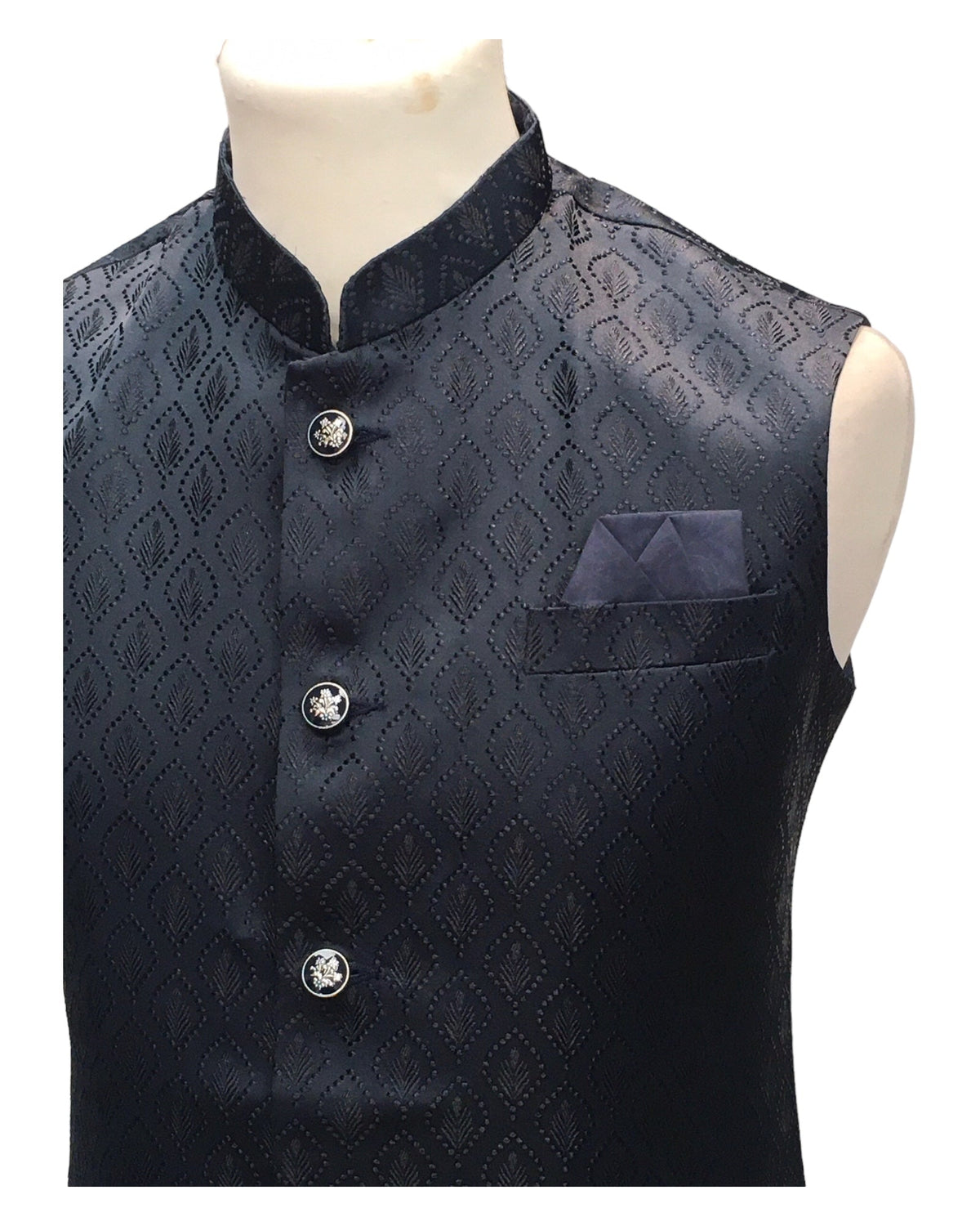 Navy Blue - Rich Suiting Material Mens Indian Waistcoat - Amazing Fit - Great Quality - YD2420 KC 0824 - Prachy Creations