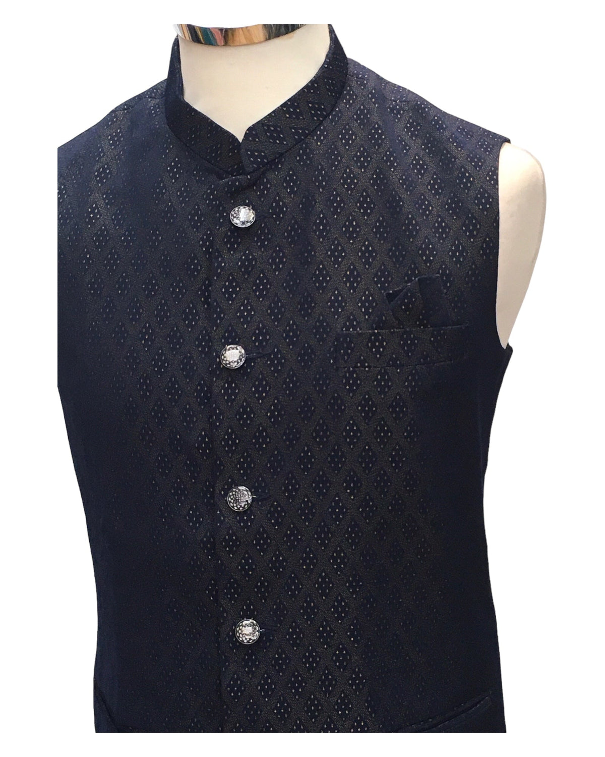 Navy Blue - Rich Suiting Material Mens Waistcoat - Amazing Fit - Great Quality - YD2411 KA 0424 - Prachy Creations