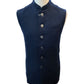 Navy Blue - Self Brocade - Premium Suede Feel Mens Indian Waistcoat - UK Stock - 24 hr Dispatch - VNS-JKT697/30 10KP25 - Prachy Creations