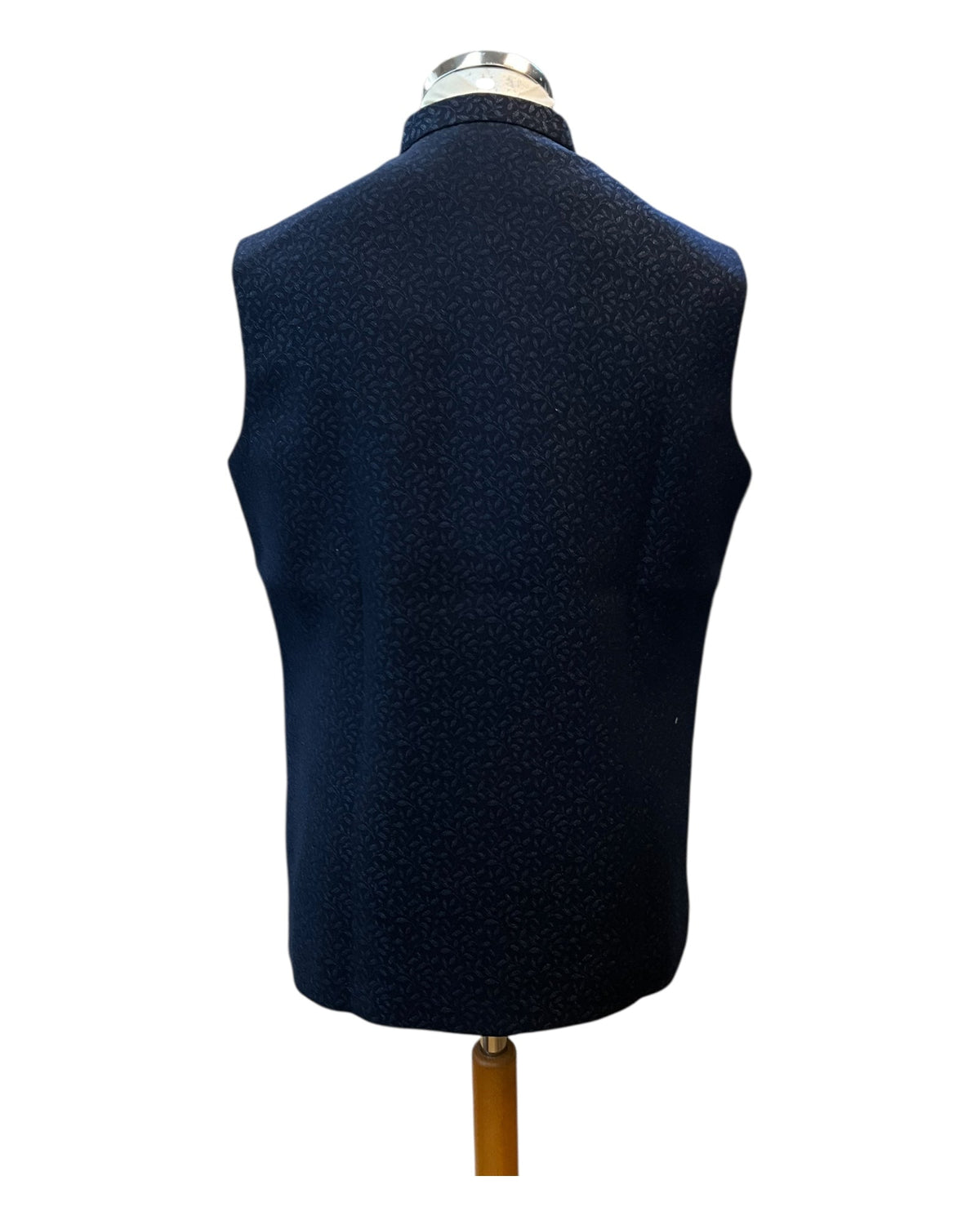Navy Blue - Self Brocade - Premium Suede Feel Mens Indian Waistcoat - UK Stock - 24 hr Dispatch - VNS-JKT697/30 10KP25 - Prachy Creations
