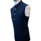 Navy Blue - Self Brocade - Premium Suede Feel Mens Indian Waistcoat - UK Stock - 24 hr Dispatch - VNS-JKT697/30 10KP25 - Prachy Creations