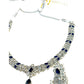 Navy Blue - Small Size Silver Finish Necklace Set with Earrings - SJ05 08C25 - Prachy Creations