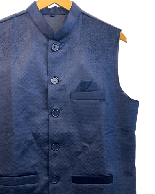 Navy Blue - Suede - Mens Indian Waistcoat - UK Stock - 24 hr Dispatch - KCS2601 03KT26 - Prachy Creations