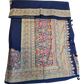 Navy Blue - Traditional Block Printed Dupion Silky Saree with Blouse Piece - UK Stock - 2/3 days Delivery 12KC25 K915 - Prachy Creations