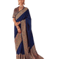 Navy Blue - Traditional Block Printed Dupion Silky Saree with Blouse Piece - UK Stock - 2/3 days Delivery 12KC25 K915 - Prachy Creations