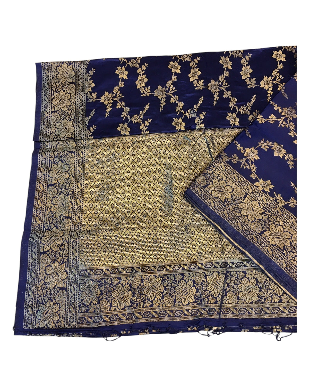 Navy Blue - Traditional Handloom Banarasi Sari / Saree - with Blouse Piece - SN2404 11VC24 - Prachy Creations
