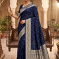 Navy Blue - Traditional Handloom Saree with Blouse Piece - UK stock - 24hr Dispatch - SP2630 KP - Prachy Creations
