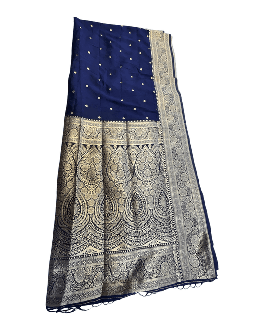Navy Blue - Traditional Handloom Saree with Blouse Piece - UK stock - 24hr Dispatch - SP2630 KP - Prachy Creations