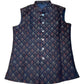 Navy Blue with Contrast Thread Brocade - Premium Mens Waistcoat - VNS-JKT15 10KJ25 - Prachy Creations