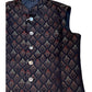 Navy Blue with Contrast Thread Brocade - Premium Mens Waistcoat - VNS-JKT15 10KJ25 - Prachy Creations