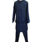 Navy / Petrol Blue - Mens Kurta Set with Rich Brocade Waistcoat - SHU2507 TY 0325 - Prachy Creations