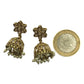 Neutral / Gold - Small - Antique Finish Traditional Zhumki Earrings - Bollywood - Weddings - SV2406 J 0724 - Prachy Creations