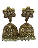 Neutral / Gold - Small - Antique Finish Traditional Zhumki Earrings - Bollywood - Weddings - SV2406 J 0724 - Prachy Creations