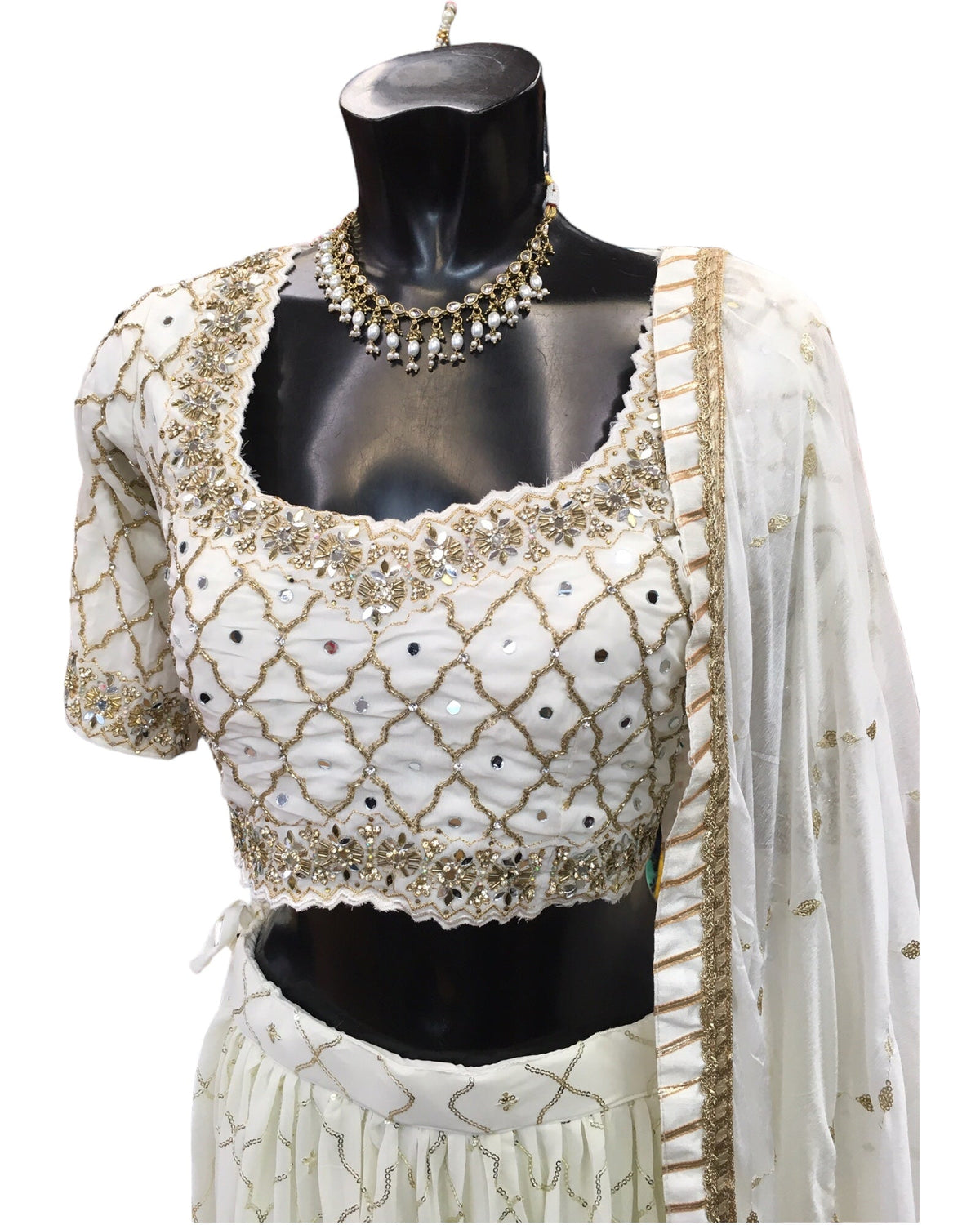 Off White / Cream Fully Embroidered Lehenga Set - Size 18 - UK Stock - 24h Dispatch - KTC2423 TT 0124 - Prachy Creations