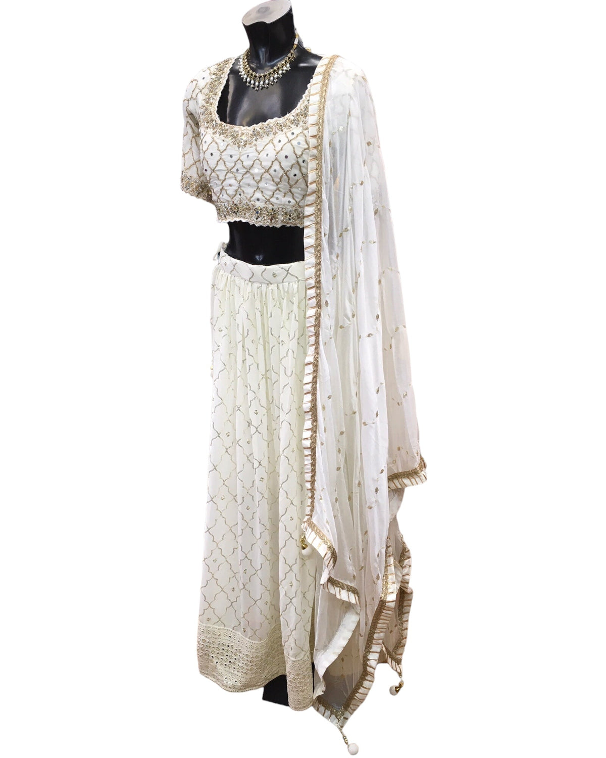 Off White / Cream Fully Embroidered Lehenga Set - Size 18 - UK Stock - 24h Dispatch - KTC2423 TT 0124 - Prachy Creations