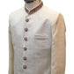 Off White / Cream - Rich Handloom Banarasi Sherwani with Contrast collar & Buttons - BS921 01AP25 - Prachy Creations