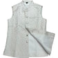 Off White / Cream Self Banarasi Brocade - Premium Mens Waistcoat - VNS-JKT16 10KP25 - Prachy Creations