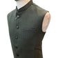 Olive Green Self Brocade - Premium Suede Feel Mens Indian Waistcoat - UK Stock - 24 hr Dispatch - VNS-JKT697/28 10KP25 - Prachy Creations