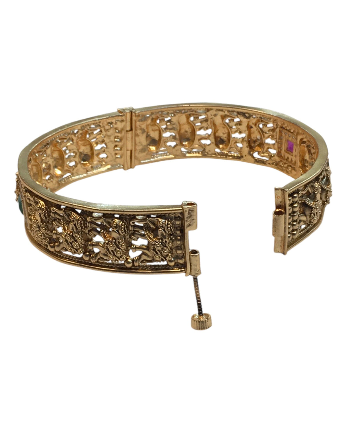 Openable - Antique Gold Finish Hand Crafted Rajasthani Kada Bangle (Single) - Mix N Match - SB1128 J - Prachy Creations