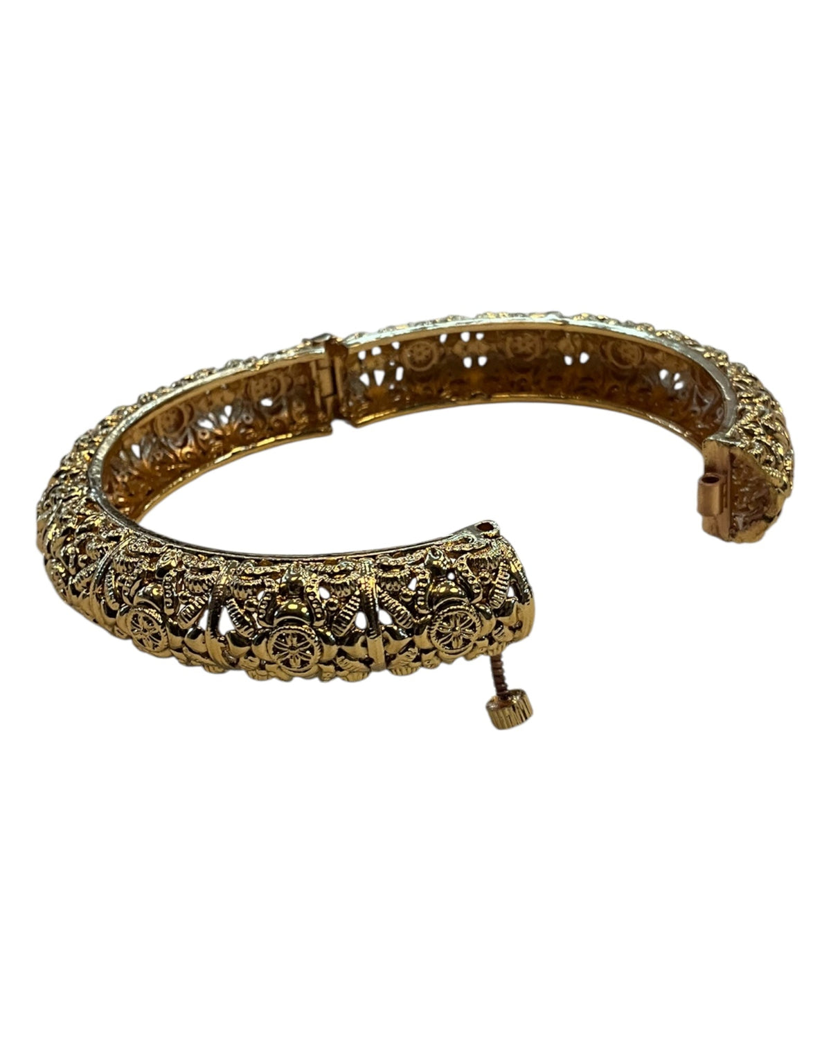 Openable - Gold Finish Hand Crafted Rajwadi Kada Bangle (Single) - Mix N Match - SR01 V - Prachy Creations