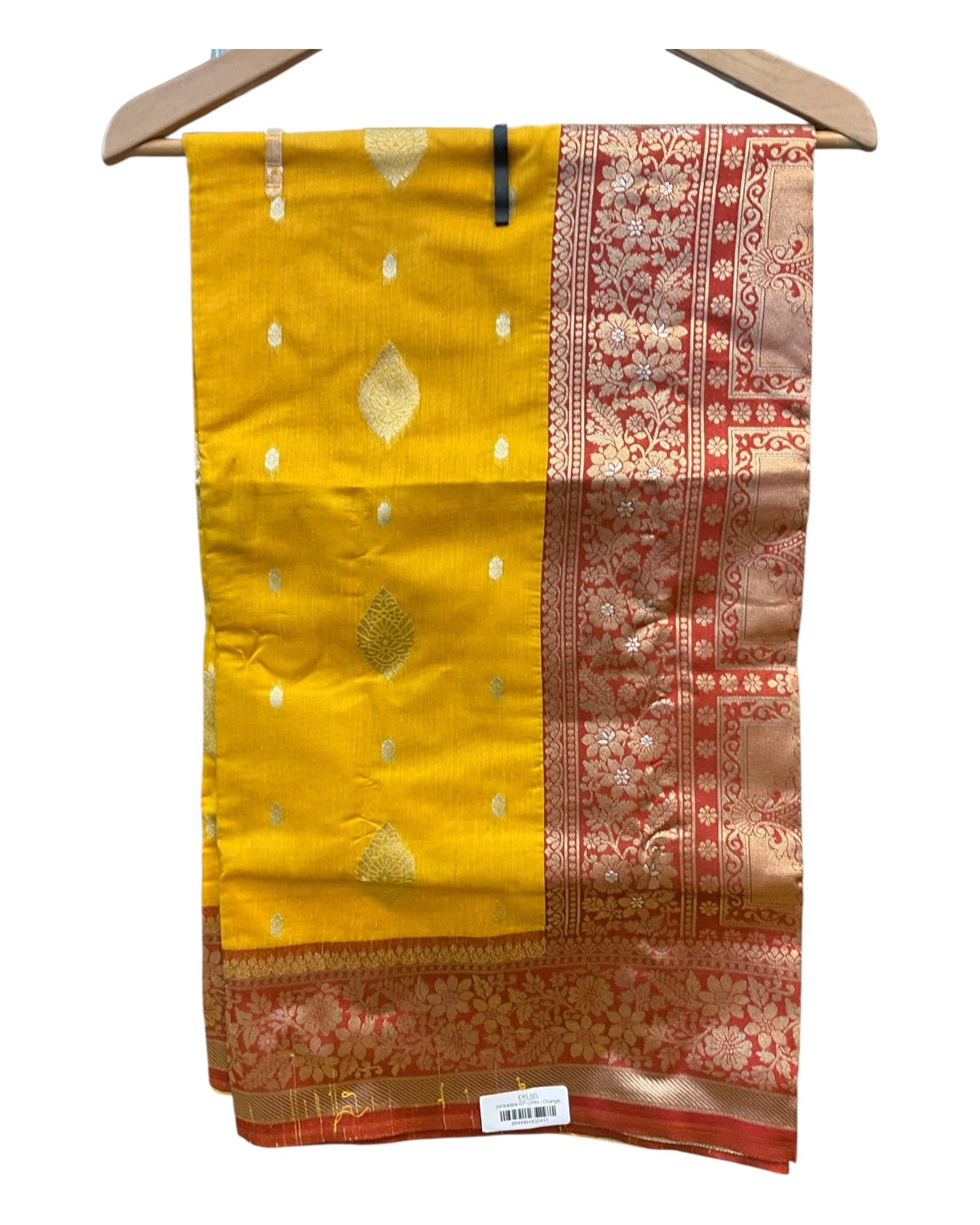 Orange with Red border - Handloom - Cotton Silky Banarasi Saree with Blouse Piece - RP84004 10KP25 - Prachy Creations