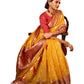 Orange with Red border - Handloom - Cotton Silky Banarasi Saree with Blouse Piece - RP84004 10KP25 - Prachy Creations