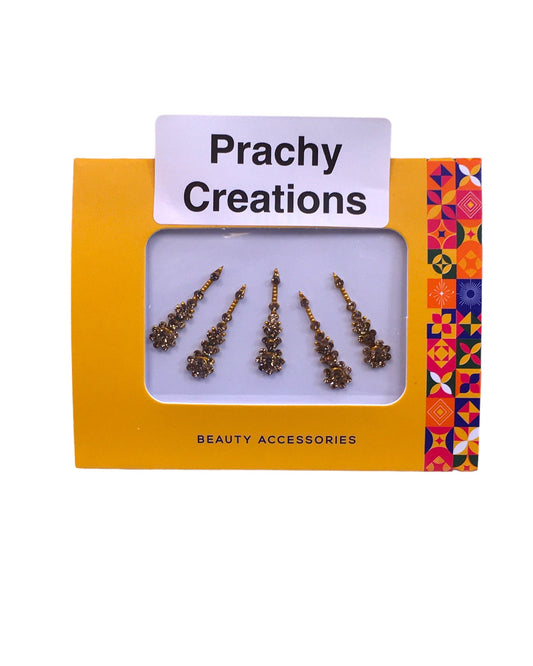 Pack of 5 Tear Drop Gold Stone Bindis in Large Size- 24 hrs dispatch from UK ST2414 24ap04 - Prachy Creations