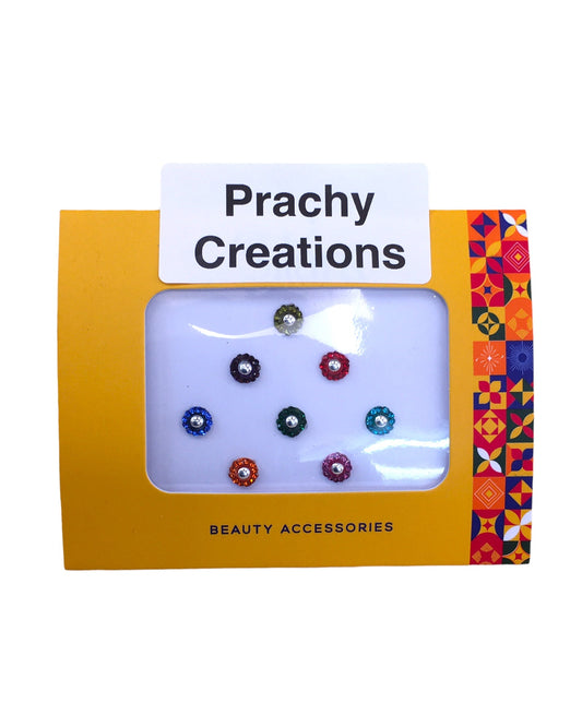 Pack of 8 Round Mixed Colour Bindis in Medium Size- 24 hrs dispatch from UK ST2420 24ap04 - Prachy Creations