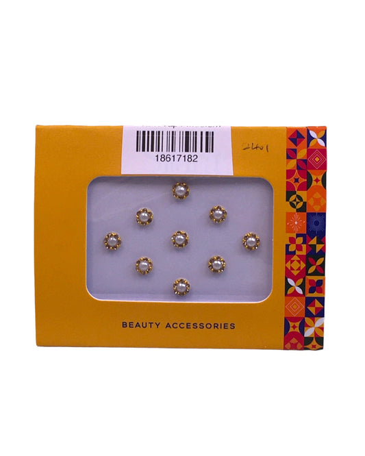 Pack of 9 Round Gold/Pearl Bindis in Medium Size- 24 hrs dispatch from UK ST2401 24ap04 - Prachy Creations