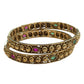 Pair of Antique Gold Finish Hand Crafted Rajasthani Bangles - UK stock - SB1157 T - Prachy Creations