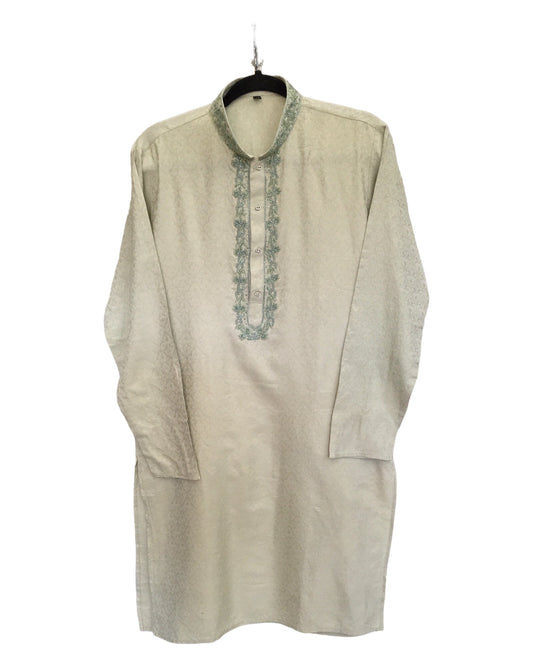 Pastel Green - Rich Crepe Brocade Mens Indian Kurta set - Weddings / Walimas , Sangeet, Eid, Mehndi / Henna - KCS1053 06VT24 - Prachy Creations