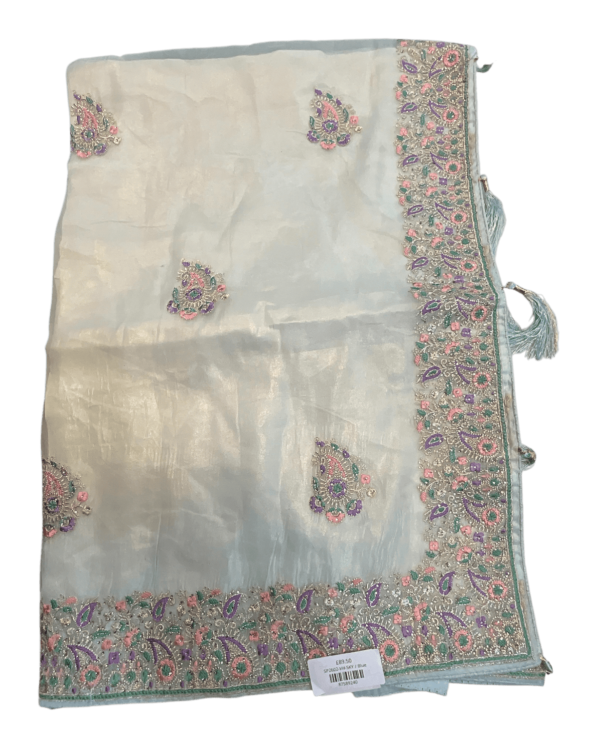 Pastel Sky Blue - Fancy Party Saree with Blouse Piece - UK stock - 24hr Dispatch - SP2602 VH - Prachy Creations