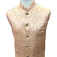 Peach - Banarasi Handloom Brocade Mens Waistcoat - KCS2304 KK 0923 - Prachy Creations