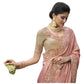 Peach - Handloom - Designer Embroidered Saree with Blouse Piece - SULBRI4012 PY 0425 - Prachy Creations