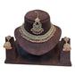 Peach - Medium Size Antique Gold Finish Necklace Set with Earrings & Tika Head piece - GGA05 KV 0525 - Prachy Creations