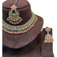 Peach - Medium Size Antique Gold Finish Necklace Set with Earrings & Tika Head piece - GGA05 KV 0525 - Prachy Creations