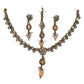 Peach - Small Size Antique Gold Finish Necklace Set with Earrings & Head Piece /Tika- SLV78 11Ap24 - Prachy Creations