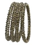 Pearl / Gold Stone - Antique Gold Finish Bangles Set (Set of 4) - UK stock - SM, M, L, XL NBA2161 11Tp25 - Prachy Creations