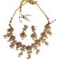 Pearl / Neutral / Gold - Medium Size Necklace Set with Earrings - SLV12KT 0822 - Prachy Creations